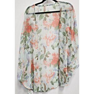 Christopher & Banks Womens BOHO Kimono One Size Floral Chiffon Sheer Cottage